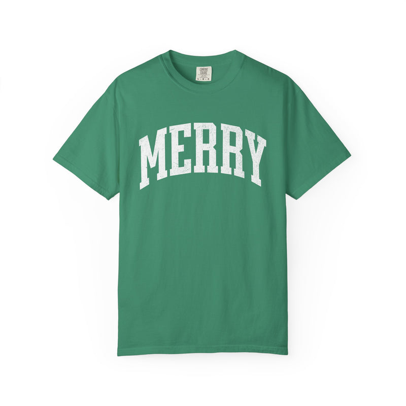 Merry Garment-Dyed T-Shirt, Unisex Holiday Tee, Christmas Gift, Casual Wear, Festive Apparel, Comfortable Shirt