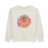 Neon Turkey Thanksgiving Toddler Sweatshirt, Kids Fall Clothing, Holiday Gift, Cute Rabbit Skins Jumper, Thanksgiving Outfit