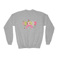 Cute Youth Crewneck Sweatshirt with Holiday Cheer Design, Cozy Pullover for Kids, Christmas Gift, Winter Apparel, Youth Fashion