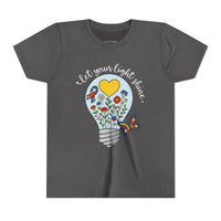 Inspirational Bella Canvas Youth Tee: Let Your Light Shine, Kids T-Shirt, Motivational Gift, Summer Wear, Autism Awareness