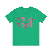 Merry & Bright Adult Unisex Tee, Christmas Shirt, Holiday Tshirt, Festive Apparel, Bella Canvas Shirt