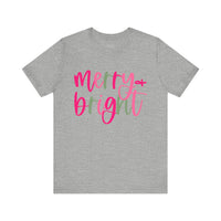 Merry & Bright Adult Unisex Tee, Christmas Shirt, Holiday Tshirt, Festive Apparel, Bella Canvas Shirt