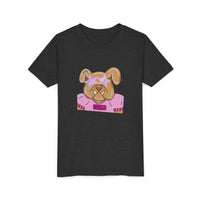 Kids Pink Bulldogs Youth Tee Shirt, Bella Canvas Short Sleeve, Children's Tshirt, Puppy Graphic Top, Girls' Apparel, Cute Bulldog Print Tee