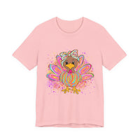 Neon Girly Thanksgiving Turkey Bella Canvas Women's T-Shirt, Unisex Tee, Cute Festival Top, Funny Holiday Shirt, Trendy Turkey Day Apparel