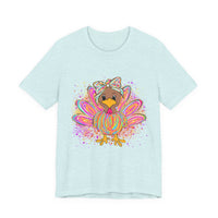 Neon Girly Thanksgiving Turkey Bella Canvas Women's T-Shirt, Unisex Tee, Cute Festival Top, Funny Holiday Shirt, Trendy Turkey Day Apparel
