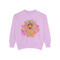 Comfort Colors Women's Sweatshirt Neon Thanksgiving Girly Turkey, Cute Thanksgiving Unisex Sweatshirt, Cozy Fall Thanksgiving Jumper, Unique