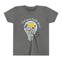 Inspirational Bella Canvas Youth Tee: Let Your Light Shine, Kids T-Shirt, Motivational Gift, Summer Wear, Autism Awareness