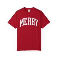 Merry Garment-Dyed T-Shirt, Unisex Holiday Tee, Christmas Gift, Casual Wear, Festive Apparel, Comfortable Shirt
