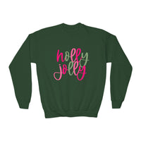 Holly Jolly Youth Crewneck Sweatshirt, Holiday Sweatshirt, Christmas Gift, Winter Apparel, Kids Crewneck, Gildan