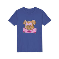 Kids Pink Bulldogs Youth Tee Shirt, Bella Canvas Short Sleeve, Children's Tshirt, Puppy Graphic Top, Girls' Apparel, Cute Bulldog Print Tee