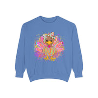 Comfort Colors Women's Sweatshirt Neon Thanksgiving Girly Turkey, Cute Thanksgiving Unisex Sweatshirt, Cozy Fall Thanksgiving Jumper, Unique