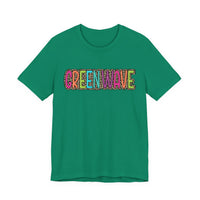 Colorful Green Wave Unisex Tee, Soft Bella Canvas Tshirt for High School Students, Cool Graphic Tee, Trendy Teen Shirt, Vibrant Green Wave