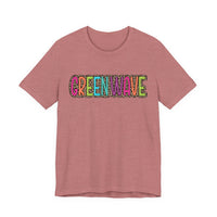 Colorful Green Wave Unisex Tee, Soft Bella Canvas Tshirt for High School Students, Cool Graphic Tee, Trendy Teen Shirt, Vibrant Green Wave