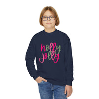 Holly Jolly Youth Crewneck Sweatshirt, Holiday Sweatshirt, Christmas Gift, Winter Apparel, Kids Crewneck, Gildan