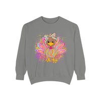 Comfort Colors Women's Sweatshirt Neon Thanksgiving Girly Turkey, Cute Thanksgiving Unisex Sweatshirt, Cozy Fall Thanksgiving Jumper, Unique