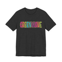 Colorful Green Wave Unisex Tee, Soft Bella Canvas Tshirt for High School Students, Cool Graphic Tee, Trendy Teen Shirt, Vibrant Green Wave