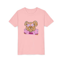Kids Pink Bulldogs Youth Tee Shirt, Bella Canvas Short Sleeve, Children's Tshirt, Puppy Graphic Top, Girls' Apparel, Cute Bulldog Print Tee