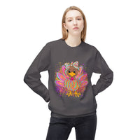 Neon Girly Thanksgiving Turkey Sweatshirt, Soft Gildan Crewneck Jumper, Unisex Midweight Fleece, Holiday Gift, Cozy Winter Sweater, Turkey