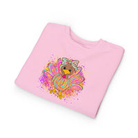 Neon Turkey Thanksgiving Toddler Sweatshirt, Kids Fall Clothing, Holiday Gift, Cute Rabbit Skins Jumper, Thanksgiving Outfit