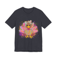 Neon Girly Thanksgiving Turkey Bella Canvas Women's T-Shirt, Unisex Tee, Cute Festival Top, Funny Holiday Shirt, Trendy Turkey Day Apparel