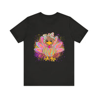 Neon Girly Thanksgiving Turkey Bella Canvas Women's T-Shirt, Unisex Tee, Cute Festival Top, Funny Holiday Shirt, Trendy Turkey Day Apparel
