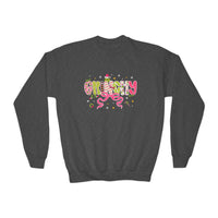 Cute Youth Crewneck Sweatshirt with Holiday Cheer Design, Cozy Pullover for Kids, Christmas Gift, Winter Apparel, Youth Fashion