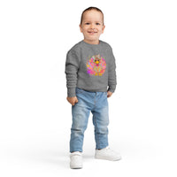 Neon Turkey Thanksgiving Rabbit Skins Toddler Crewneck Sweatshirt