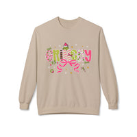 Grinchy Fleece Crewneck Sweatshirt, Cozy Holiday Apparel, Funny Christmas Gift, Unisex Sweater for Winter, Festive Pullover