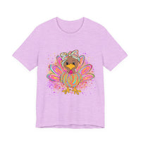 Neon Girly Thanksgiving Turkey Bella Canvas Women's T-Shirt, Unisex Tee, Cute Festival Top, Funny Holiday Shirt, Trendy Turkey Day Apparel
