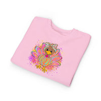 Neon Turkey Thanksgiving Rabbit Skins Toddler Crewneck Sweatshirt