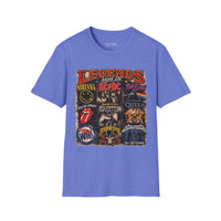 'Legends Never Die' Rock Bands Gildan Soft-style T-Shirt — Nirvana AC/DC Pink Floyd Queen Led Zeppelin Collage