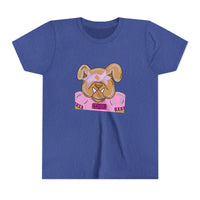 Kids Pink Bulldogs Youth Tee Shirt, Bella Canvas Short Sleeve, Children's Tshirt, Puppy Graphic Top, Girls' Apparel, Cute Bulldog Print Tee