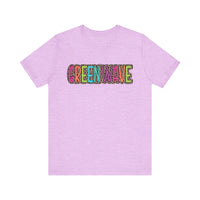 Colorful Green Wave Unisex Tee, Soft Bella Canvas Tshirt for High School Students, Cool Graphic Tee, Trendy Teen Shirt, Vibrant Green Wave