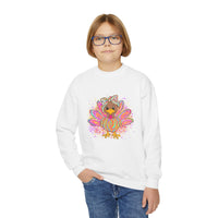 Neon Girly Turkey Thanksgiving Youth Crewneck Sweatshirt