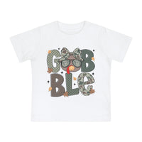Baby T-Shirt, Bella Canvas Girl Camo Gobble Turkey Thanksgiving Fall Tee, Infant Top, Toddler Shirt, Kids Clothing, Children Apparel