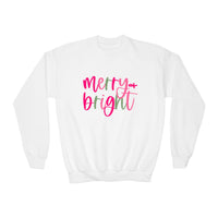 'Merry & Bright' Gildan Youth Crewneck Sweatshirt for Christmas