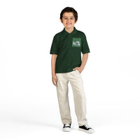 Youth Polo with Green Wave – Kids Cotton DryBlend® Jersey