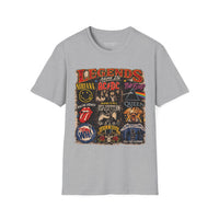 'Legends Never Die' Rock Bands Gildan Soft-style T-Shirt — Nirvana AC/DC Pink Floyd Queen Led Zeppelin Collage