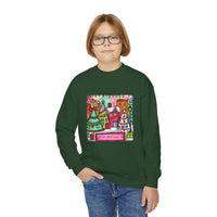 Festive Christmas Cityscape with Customized Zip Code Youth Gildan Crewneck Sweatshirt