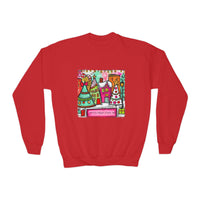 Red Festive Christmas Town with Customized Zip Code Gildan Youth Crewneck Sweatshirt