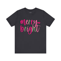 Merry & Bright Adult Unisex Tee, Christmas Shirt, Holiday Tshirt, Festive Apparel, Bella Canvas Shirt