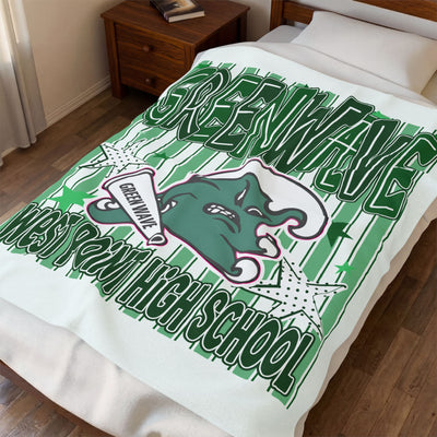 Green Wave West Point High School Velveteen Plush Blanket for Fans & Students