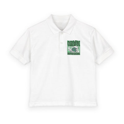 Youth Polo with Green Wave – Kids Cotton DryBlend® Jersey