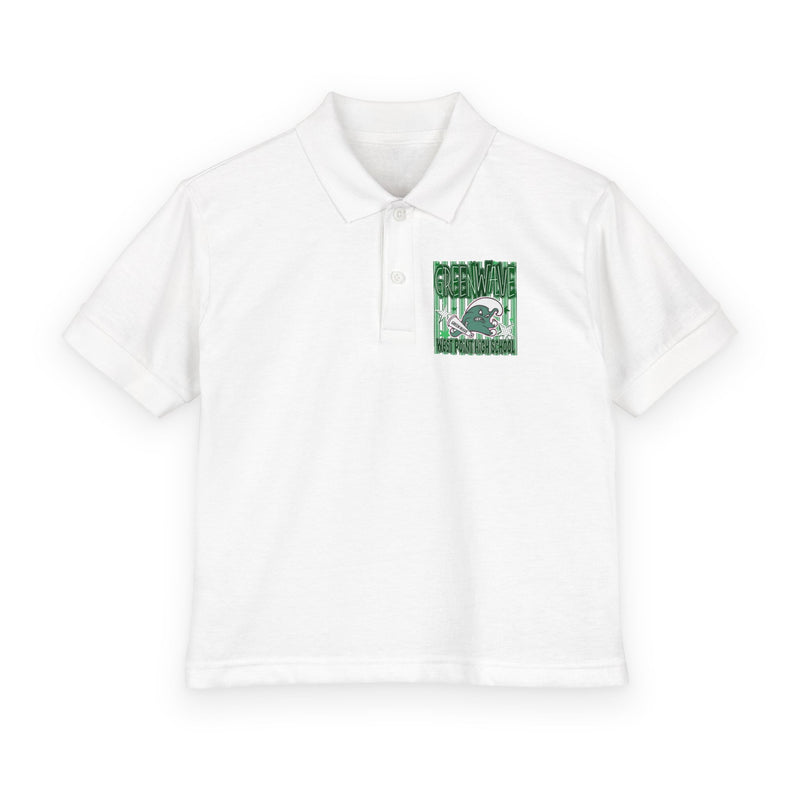 Youth Polo with Green Wave – Kids Cotton DryBlend® Jersey