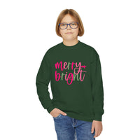 Merry & Bright Youth Crewneck Sweatshirt, Christmas Gift, Holiday Apparel, Cozy Kids Sweatshirt, Winter Fashion, Festive Wear