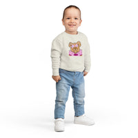 Bulldog with Pink Stars Rabbit Skins Toddler Crewneck Sweatshirt