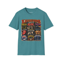 'Legends Never Die' Rock Bands Gildan Soft-style T-Shirt — Nirvana AC/DC Pink Floyd Queen Led Zeppelin Collage
