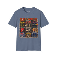 'Legends Never Die' Rock Bands Gildan Soft-style T-Shirt — Nirvana AC/DC Pink Floyd Queen Led Zeppelin Collage