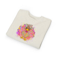 Neon Turkey Thanksgiving Rabbit Skins Toddler Crewneck Sweatshirt