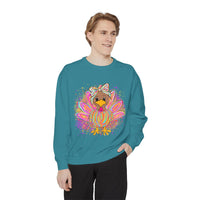 Comfort Colors Women's Sweatshirt Neon Thanksgiving Girly Turkey, Cute Thanksgiving Unisex Sweatshirt, Cozy Fall Thanksgiving Jumper, Unique
